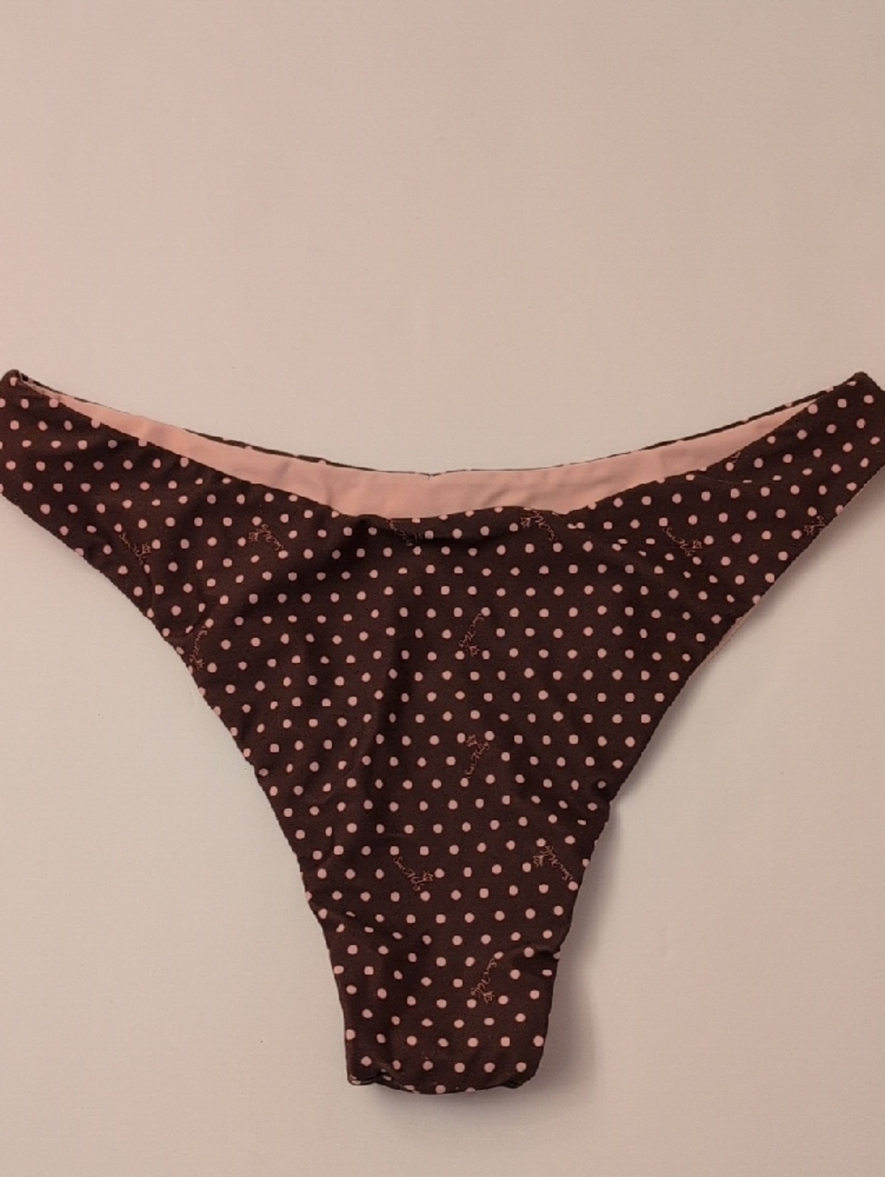 NWT Seamolly Polka Dot Ruched Ruffles Bowknot Skimpy Tankini Set Brown Pink - L - Picture 10 of 11